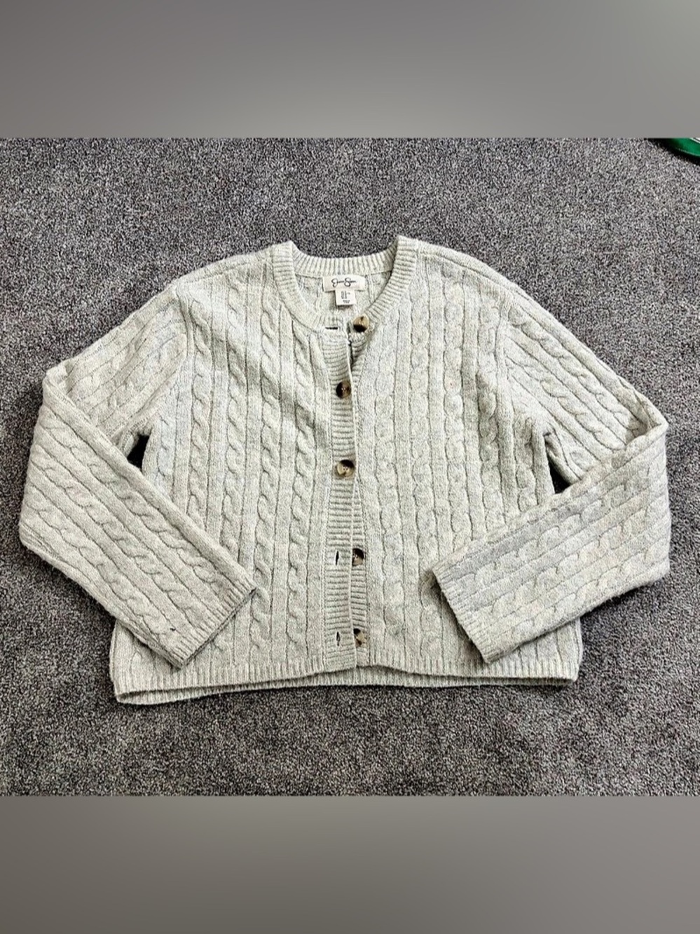 Jessica Simpson Cable Knit Cardigan in Cream Size XL